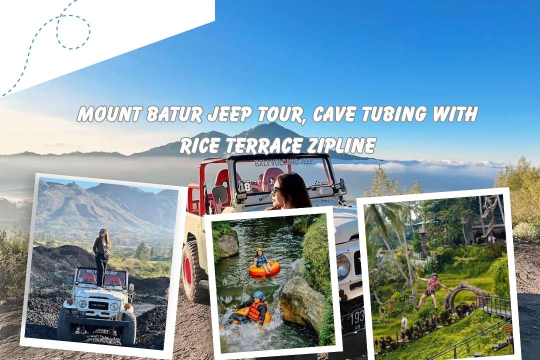 Mount Batur Jeep Tour, Cave Tubing With Rice Terrace Zipline