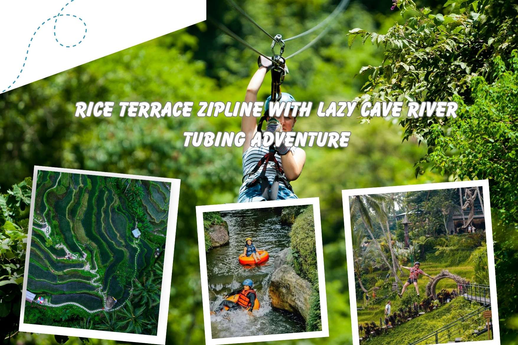 Rice Terrace Zipline with Lazy Cave River Tubing Adventure